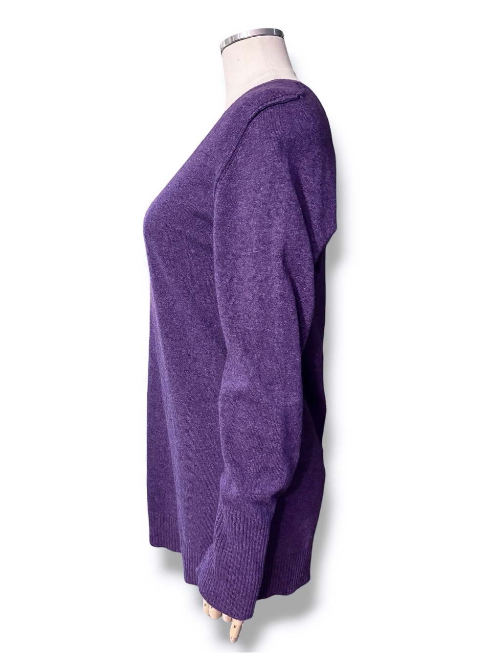 BANANA REPUBLIC Purple Cashmere Blend Scoop Neck Sweater Pointelle Detail - Picture 5 of 8